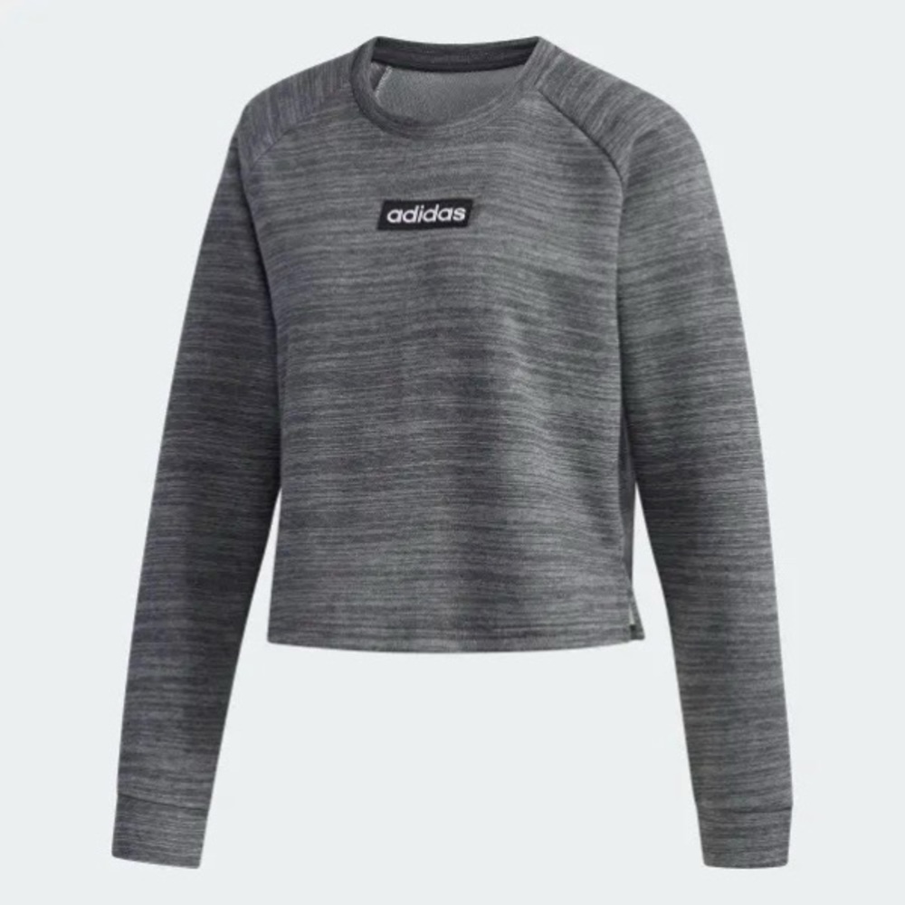 Adidas Women’s Essentials French Terry Sweatshirt Small Heather Gray Crop Fit